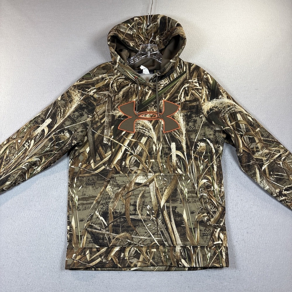Men's Under Armor Real Tree Max-5 Camo‎ Hoodie Size Small Athletic Hunting